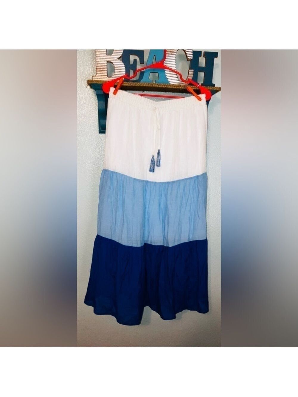 🔥NWT🔥 I.N. STUDIO from Macy’s Coastal Boho Chic Tiered Maxi Skirt size LG